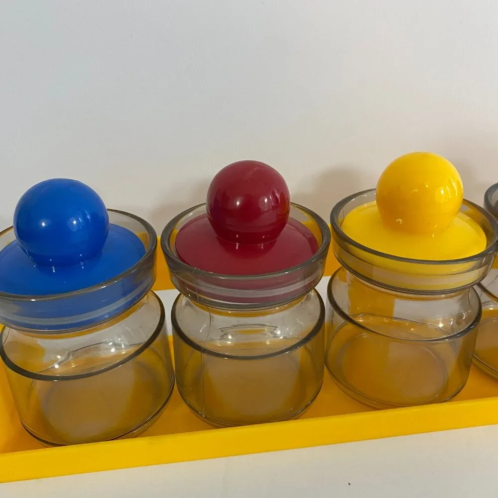 Vintage Plastic Storage Jar Set Spice Jars Canisters